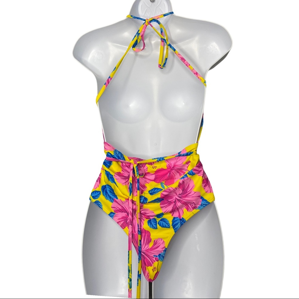 Floral Swimsuit Multi Way Open Back Waist Tie - Picture 4 of 10